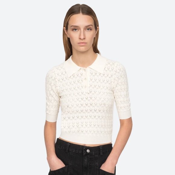 Sea New York Tops - Sea New York Rue Polo Sweater in Cream